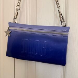 Dior Two-Tone Patent Leather Chain Clutch in Lavender and Deep Purple